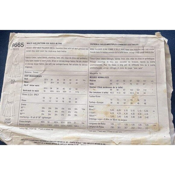 Simplicity It's So Easy 9665 Drop Waist Pullover Long Dress Sz 10 to 20 - Picture 5 of 7